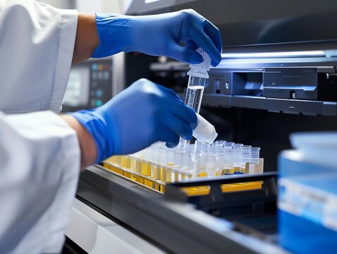 A detailed view of a technician applying cleaning fluid to a copier part