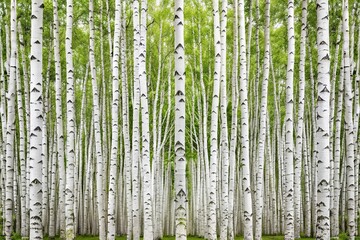 Naklejka premium White birch tree forest texture background