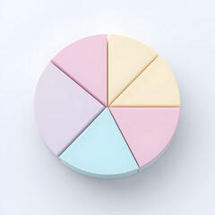 Obraz premium Top view 3d pie chart isolated on white