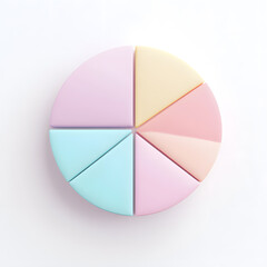 Fototapeta premium Top view 3d pie chart isolated on white