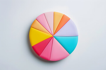 Fototapeta premium Top view 3d pie chart isolated on white