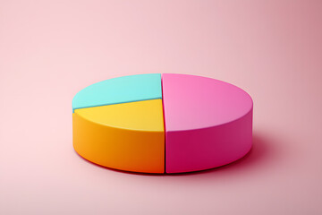 Obraz premium Top view 3d pie chart isolated on white
