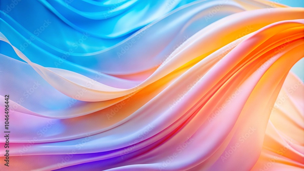 Poster colorful and soft fabrics waving in the wind, with dynamic waves. beautiful abstract background for 