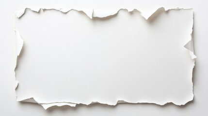 Fototapeta premium A torn piece of white paper with jagged edges, set on a clean background, perfect for notes or creative projects.
