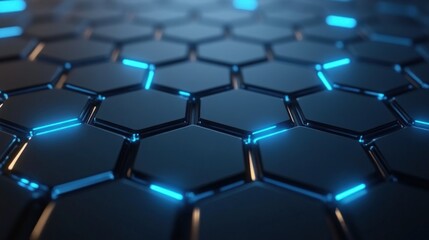 Obraz premium Abstract blue glowing hexagonal pattern.