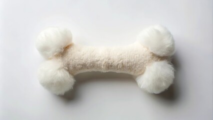 Obraz premium A plush bone shaped toy with soft white fur sits against a plain white backdrop