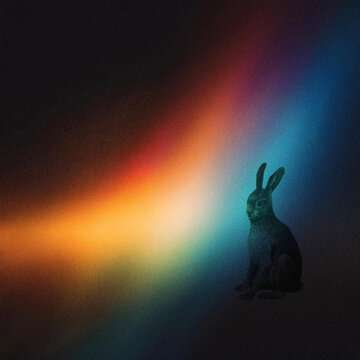 abstract rainbow background and a rebbit