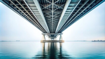Underside of a bridge with white background