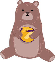 Cute bear cartoon on white background. Vector illustration.