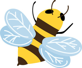 Cute bee cartoon on white background. Vector illustration.