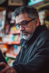 Obraz premium Man working on tablet
