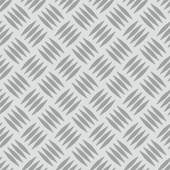 Diamond plate metal seamless pattern. Diamond structure texture. Metal construction background. Geometric diagonal tread stainless floor. Vector illustration isolated on white background.
