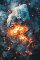 Obraz premium City Explosion Aerial View