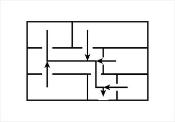 Icono negro de plano de un edificio para salida de emergencia