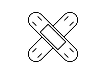 Icono negro de tiritas para curas 