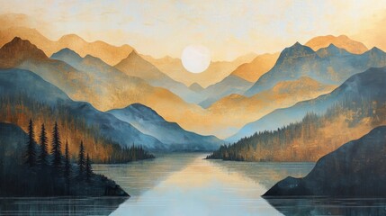  A tranquil river valley, autumn landscape 