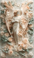 Fototapeta premium 3D_hand-carved Jesus, angel,generation AI