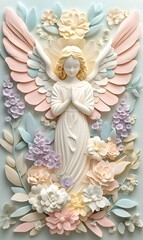 Obraz premium 3D_hand-carved Jesus, angel,generation AI
