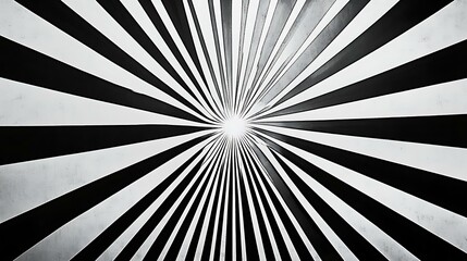 Radiating black and white lines in a dramatic pop art style, creating depth and energy towards a...