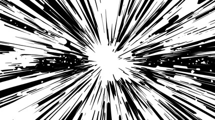 Radiating black and white lines in a comic book style, converging to a central point for dramatic depth