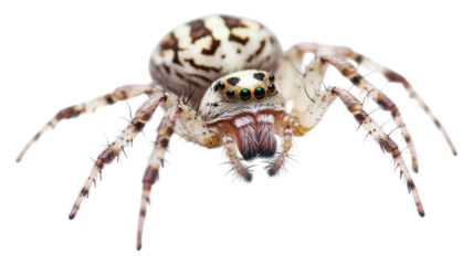 A close-up view of a spider displaying intricate patterns and colors on its body captured in a detailed manner.