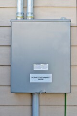 Standby generator transfer switch disconnect box junction wall residential.