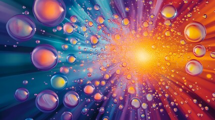 Energetic background with bubbles converging towards a single point, creating a dynamic pop art...