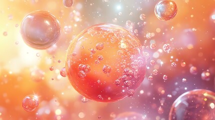 Playful background featuring bubbles of varying sizes moving towards the center, evoking a sense of energy