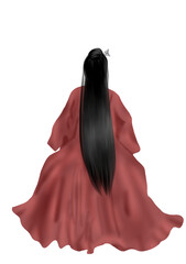 Black of women in red dress isolated