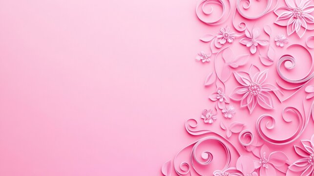 Photo of, Pink background with intricate filigree patterns for design, banner template