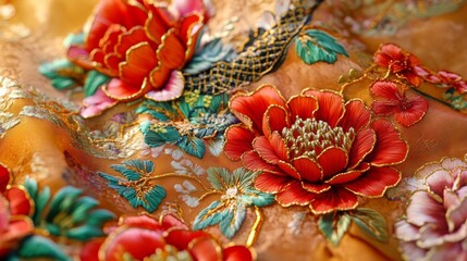 An intricate Chinese embroidery design