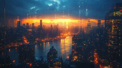Obraz premium Cityscape at Sunset