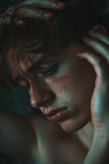 Fototapeta premium Young Person Experiencing Deep Emotional Distress and Sadness