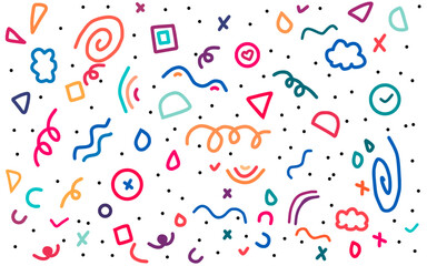 Vector abstract colorful lines. Minimalist creative style for children's events such as birthdays, baby showers and so on.