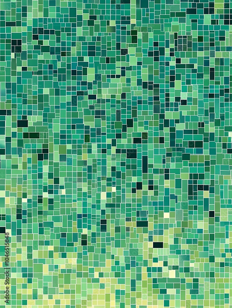 Poster abstract green pixelated background with a gradient of light and dark shades.