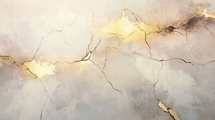 Fototapeta premium Abstract portrayal of fragility and strength, delicate lines forming cracked surfaces,hints of gold representing resilience, soft and muted color palette, mental health and healing theme wallpaper