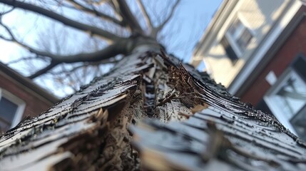 Urgent roof repair required after tree falls on home, emphasizing safety concerns post storm damage