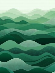 Obraz premium Abstract illustration of green hills with a layered effect.