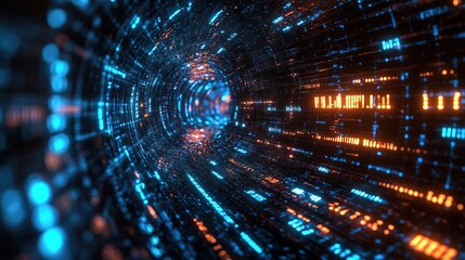 Fototapeta premium Quantum computing financial algorithms creating a pulsating data stream
