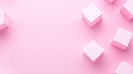 Photo of, Pink background with minimalist 3D cubes for design, banner template