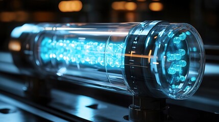 Nanobot injection device with transparent chamber and floating nano-particles