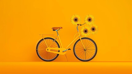 Fototapeta premium vintage bicycle with sunflowers