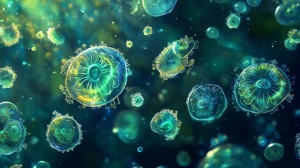 microscopic view of tiny marine life forms