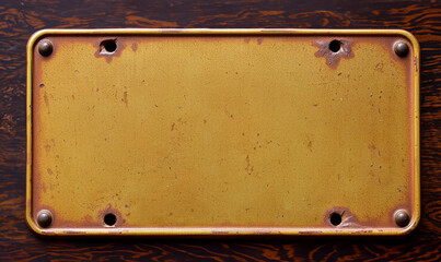 A license old metal plate antique vintage with background
