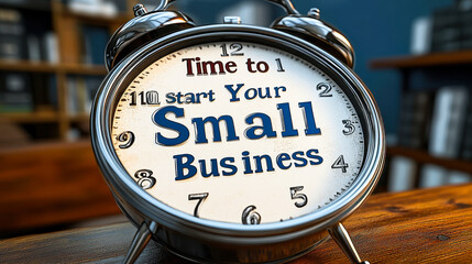 Time to Start Your Small Business Clock Concept for Entrepreneurial Motivation