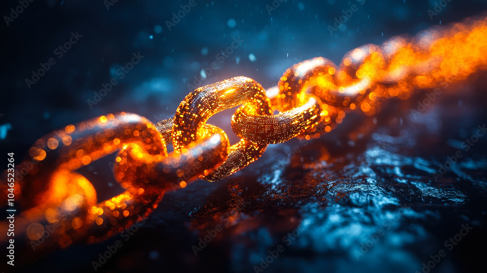 Aufkleber glowing blockchain chains connecting digital globe symbolizing global impact and technology