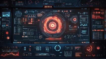 Fototapeta premium High-tech background with holographic interfaces and virtual screen