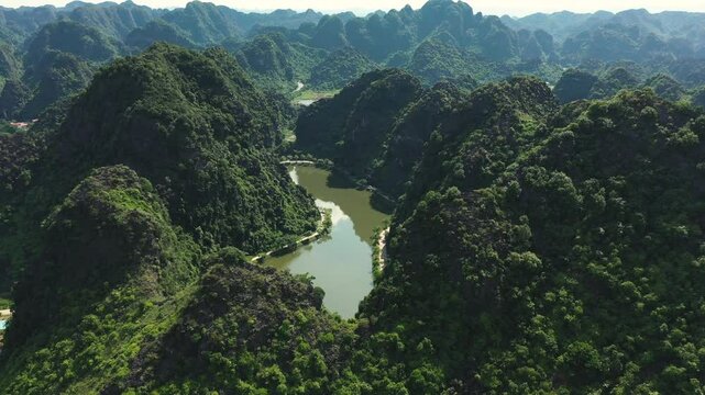 Ninh Binh - Tuyet Tinh Coc Ao Giai Lake aerial view