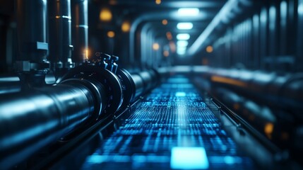 Futuristic Water Management System in Dark City with Holographic Utility Grid