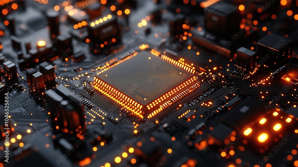 Poster computer technology future new model of circuit board background